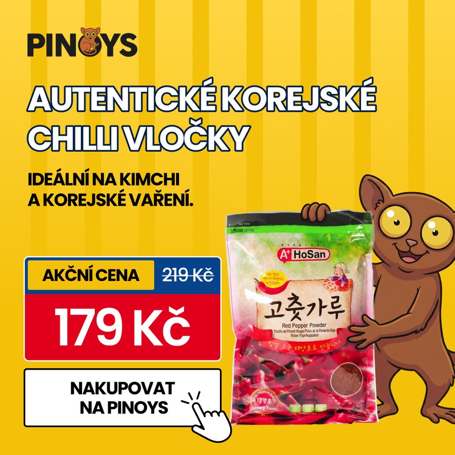 HoSan chilli vločky – kreativa „Autentické korejské chilli vločky, ideální na kimchi“ za 179 Kč